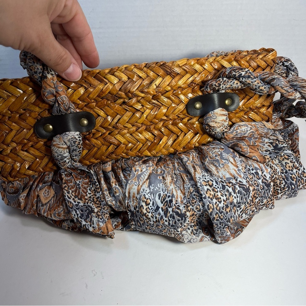 Cappelli straw and fabric shoulder bag. - Picture 4 of 16